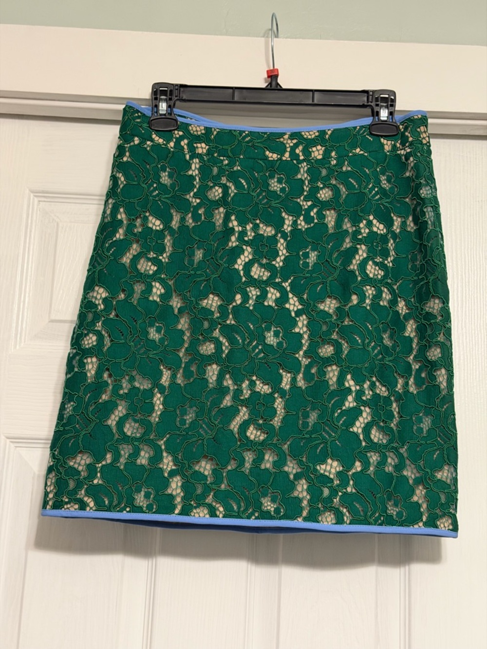 MSGM Emerald Green Floral Lace Pencil Skirt